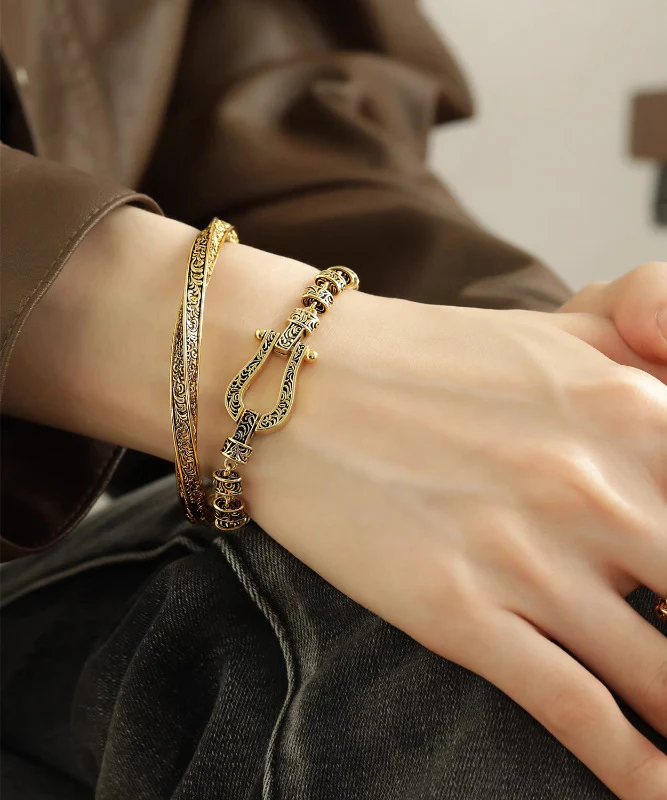 Women's Vintage Gold Antique Gold Bracelet Set of Two