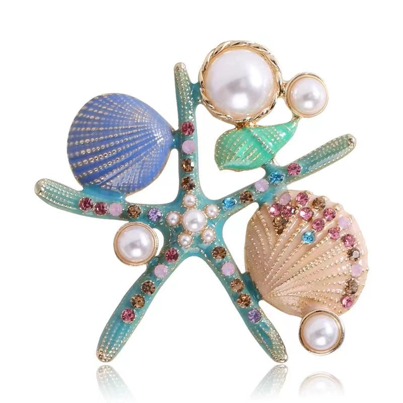 Chic Star Scallop Brooch Alloy Personalized Pins
