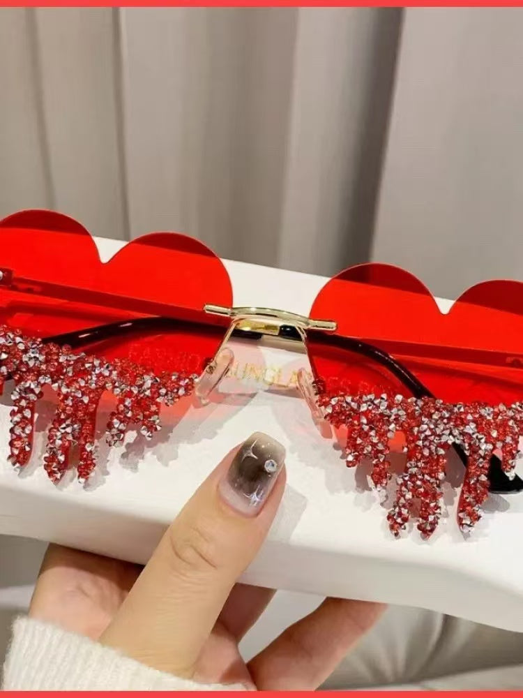 Women's Red Sunglasses Eyeglasses Cubic Zircon