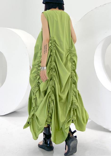 Loose Cotton High Neck Sleeveless Extra Long Dress