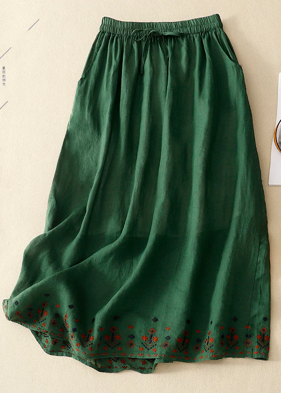 Women's Brown Embroidered Color Clash Geometric Skirt