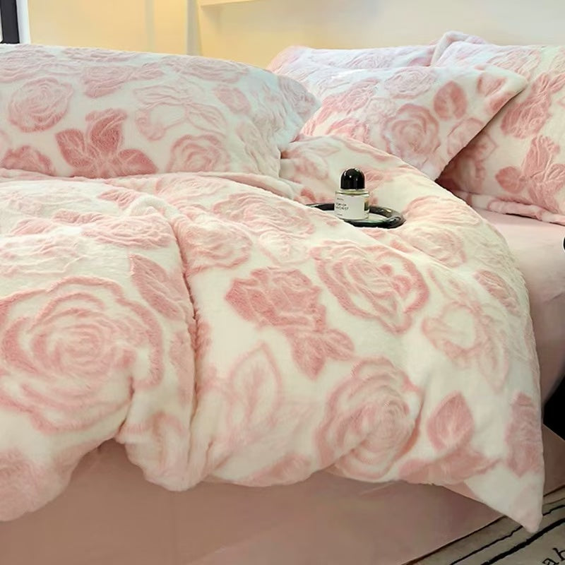 Falling leaves flowers thickened padded bedding winter