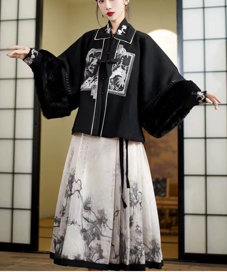 Elegant Printed Ink Pleated Strappy Skirt