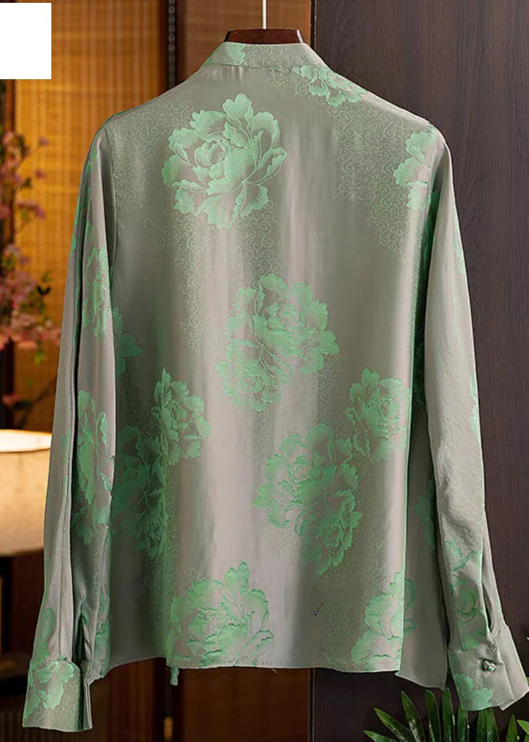 Women's Vintage Silk Print Blouse