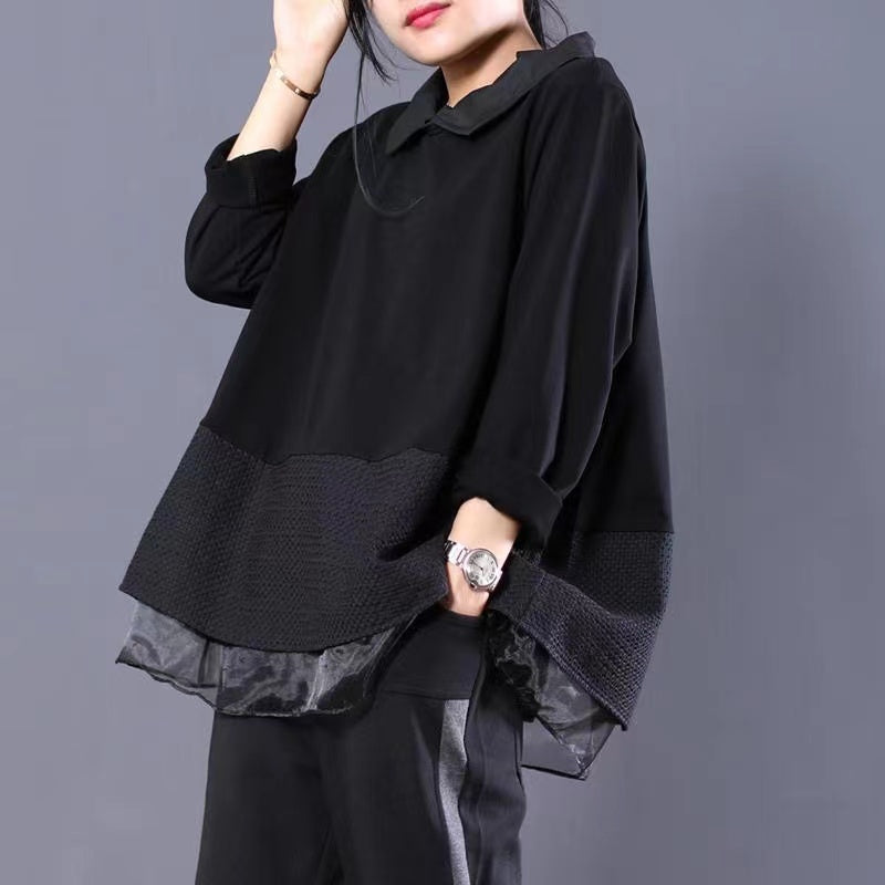 Fabric Patchwork Lapel Shirt