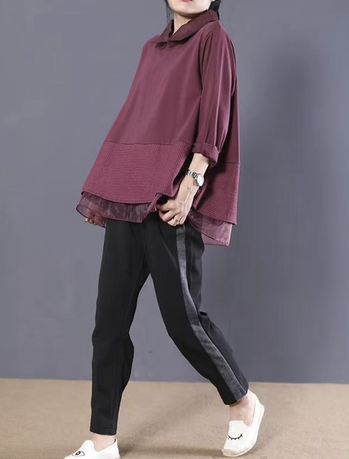 Fabric Patchwork Lapel Shirt