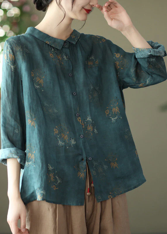 Vintage Printed Cardigan Shirt Long Sleeve