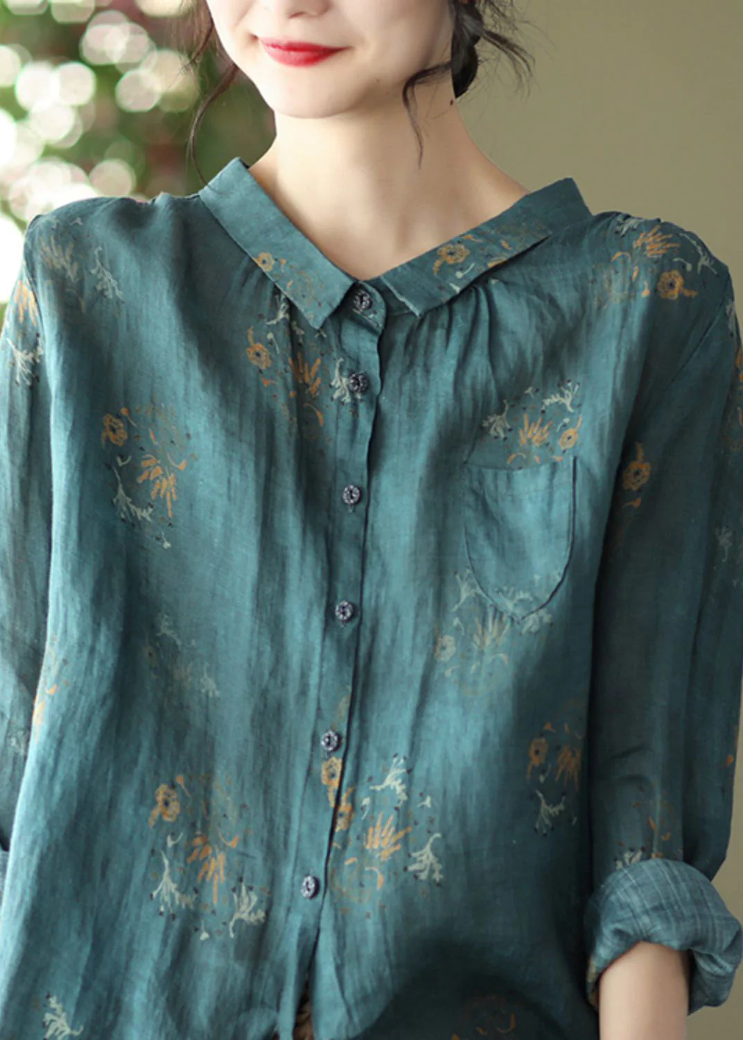 Vintage Printed Cardigan Shirt Long Sleeve