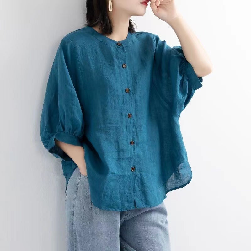 Vintage Lantern Sleeve Cardigan Shirt