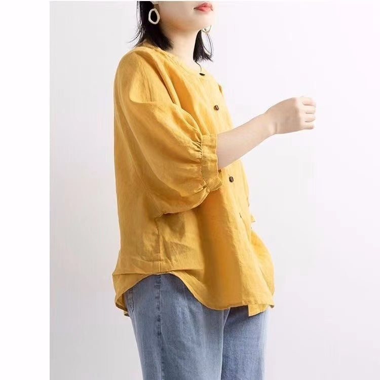 Vintage Lantern Sleeve Cardigan Shirt