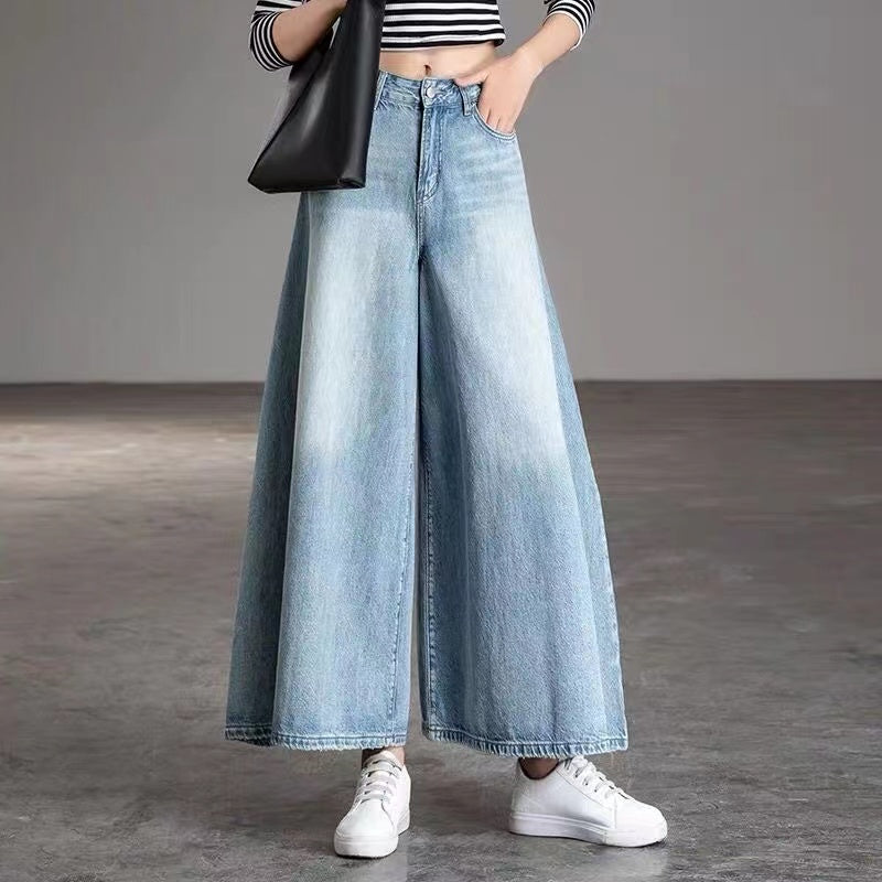 High Waisted Wide Leg Vintage Jeans Light Blue