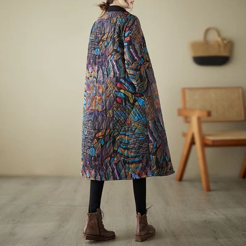 Loose fit padded and thickened long cotton-padded jacket