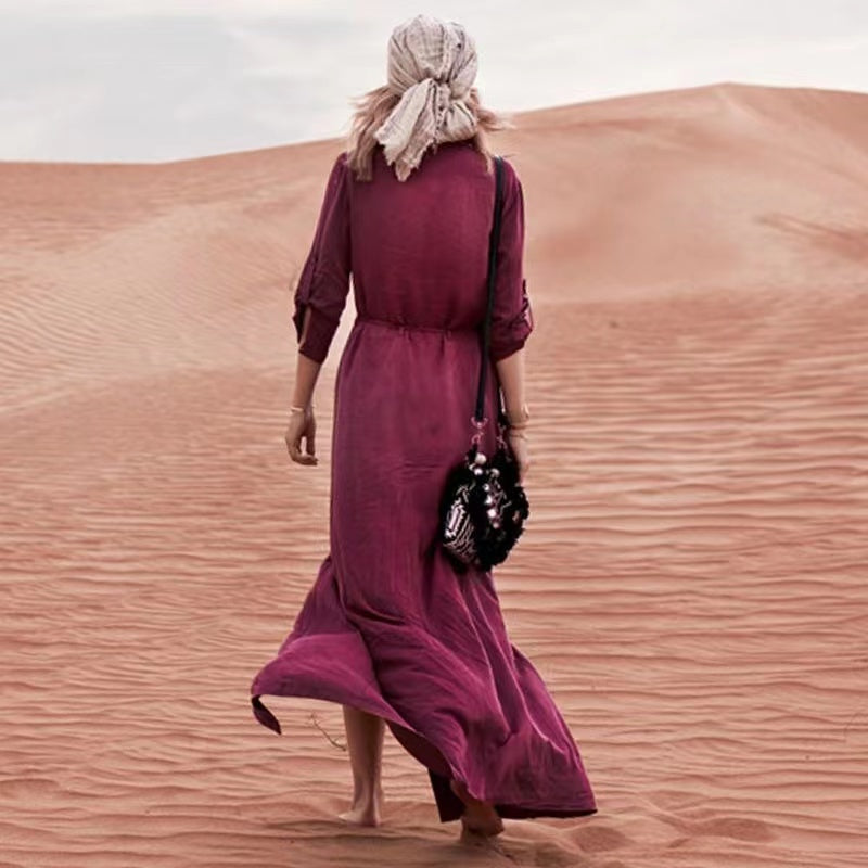 Buttoned Cardigan Beach Length Dress