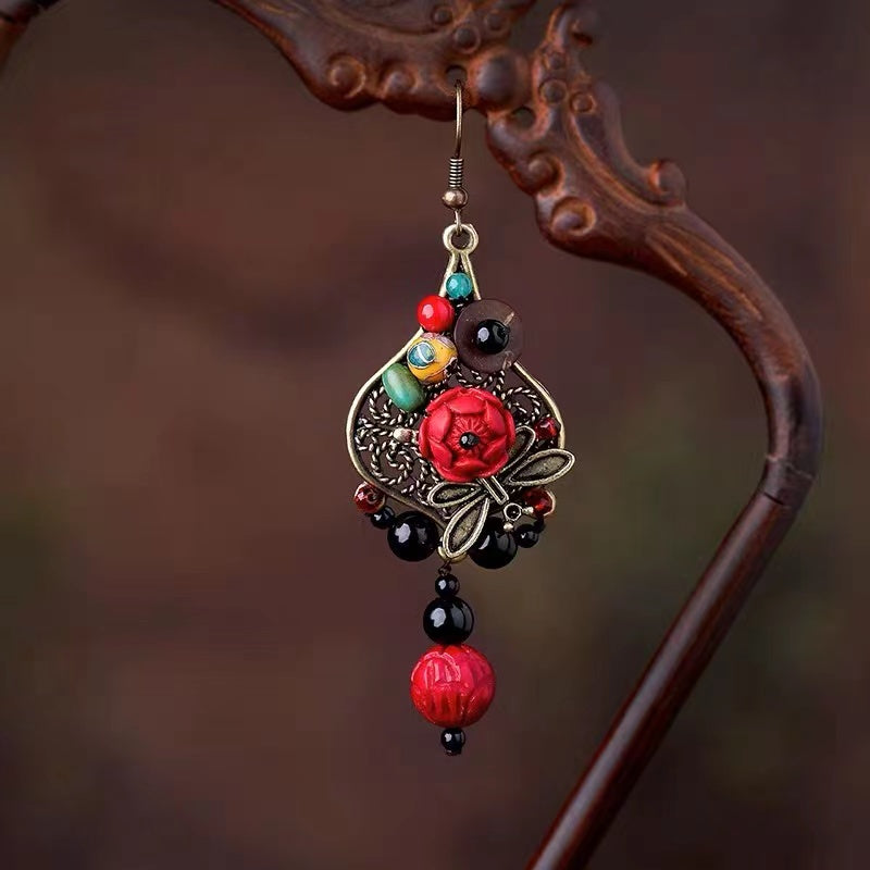 Vintage Saffron Alloy Dragonfly Embellished Earrings