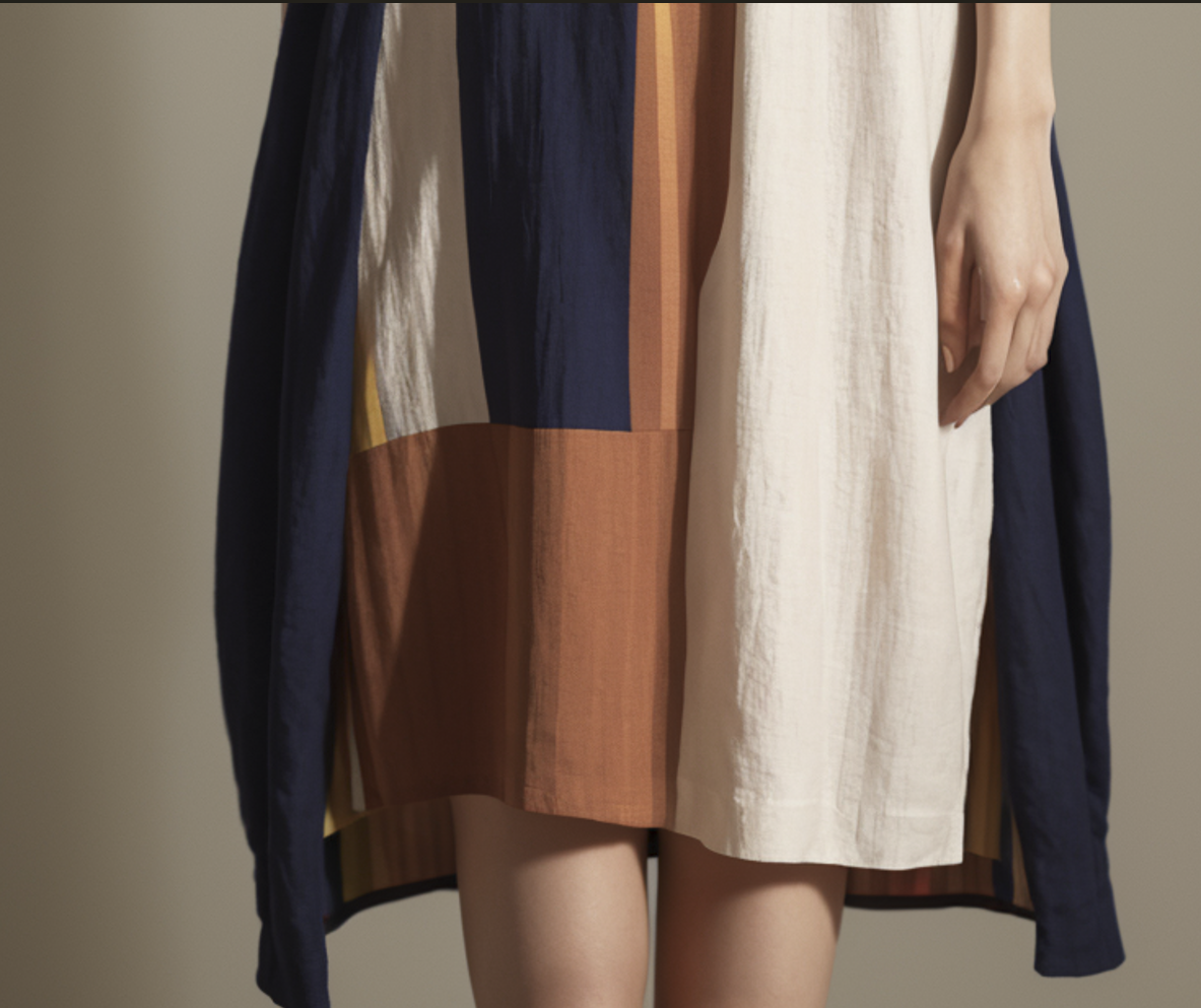 Loose Striped Round Neck Cotton Short Sleeve Dress