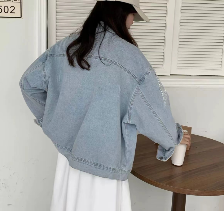 Fashion Handmade Beaded Beading Embellished Denim Jacket Top