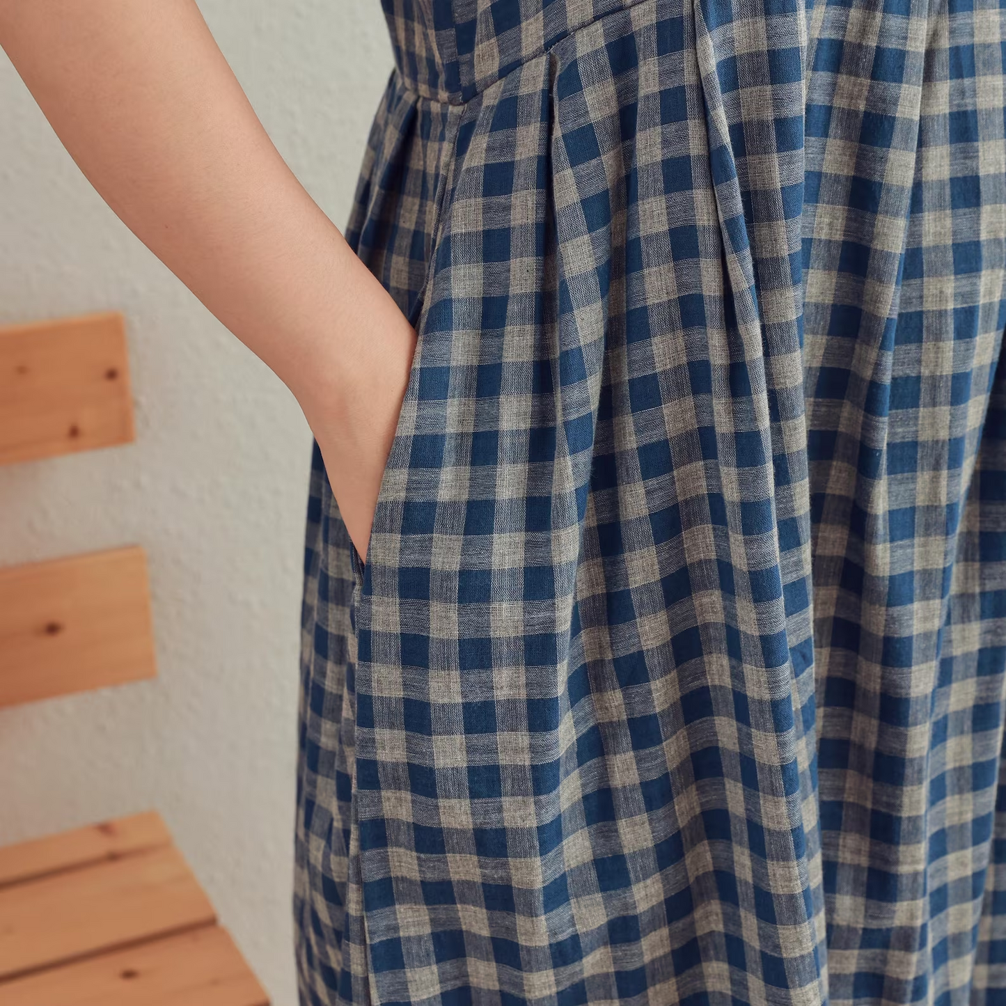 Plaid Plain Fine Fabric Dress Natural Cotton Dress Organic Gauze Soft Loungewear Customized Plus Size Dresses