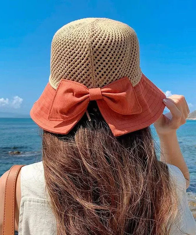Yellow Patchwork Bow Shade Fisherman's Hat