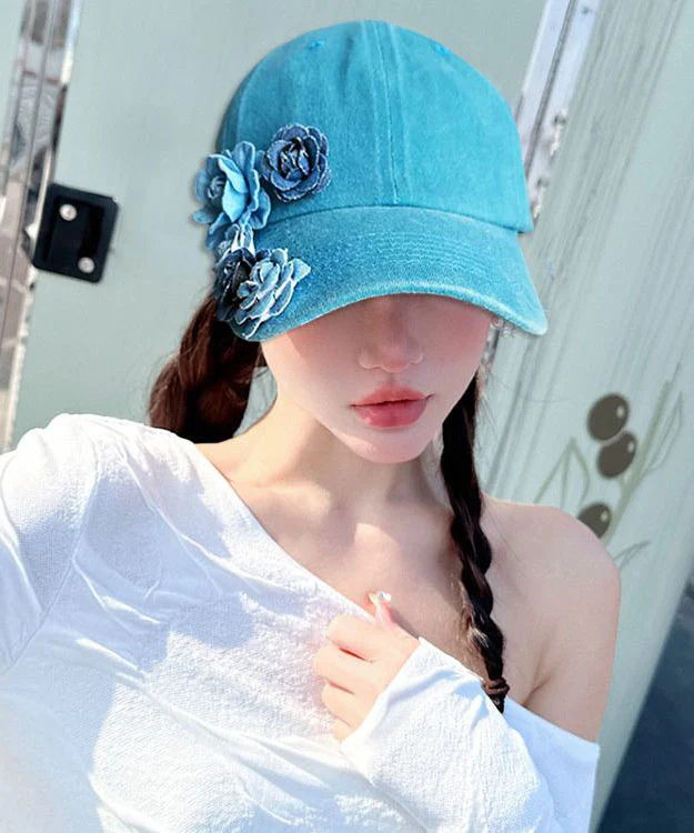 Women's Blue Floral Embellished Cowboy Baseball Cap