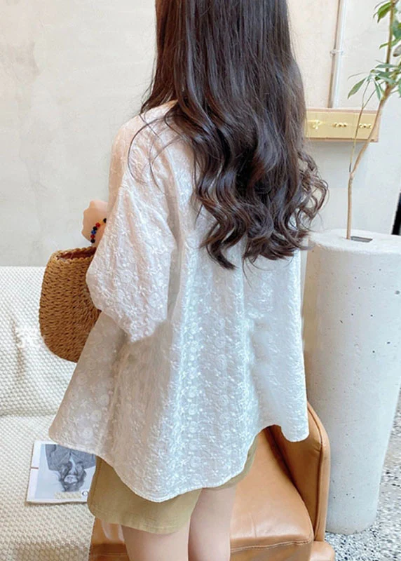 Elegant Round Neck Lace Patchwork Blouse Short Sleeve Top