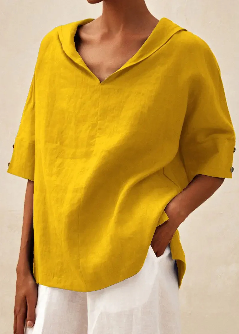 Cotton Orange Round Neck Side Cardigan Short Sleeve