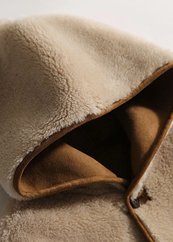 Women's Plus Size Patchwork Button Hooded Faux Fur Long Sleeve Coat
