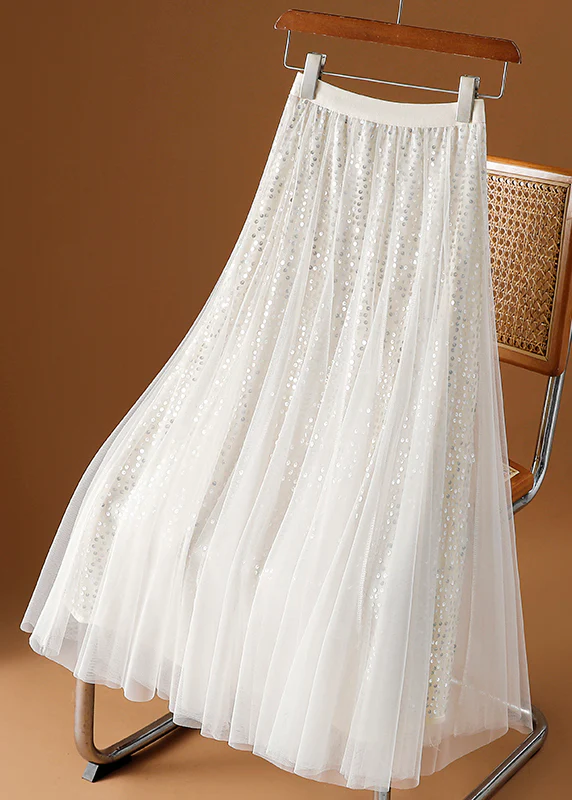 Women's Coffee Sequin Tulle Half-body Dress Spring