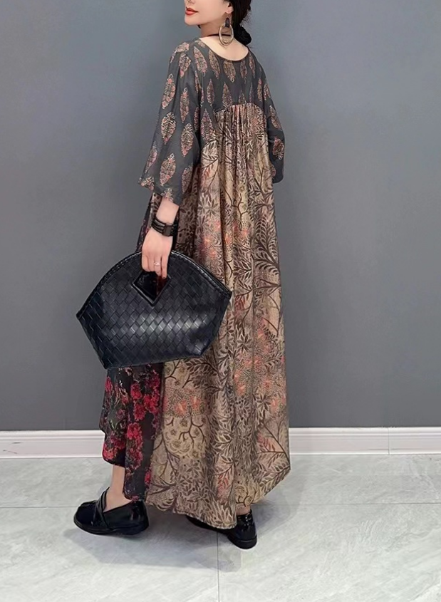 Elegant Patchwork Printed Short Sleeve Dress