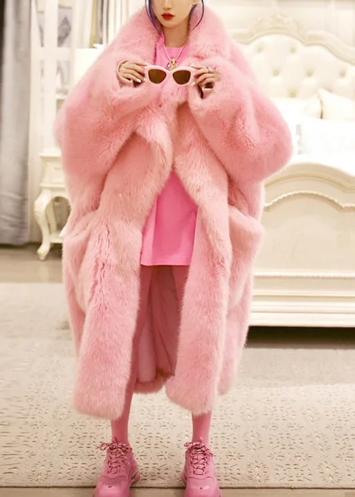 Women's Pocket Patchwork Plush Fur Coat