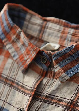 Women's Plaid Shirt Lapel Pocket Art Top
