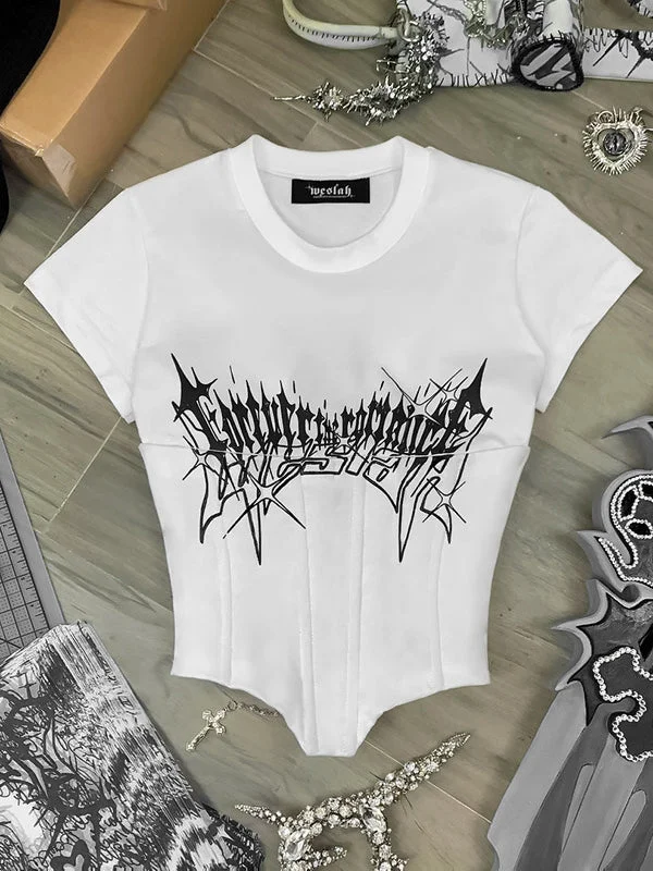 Women's Punk Style Monogrammed Lace-Up Corset