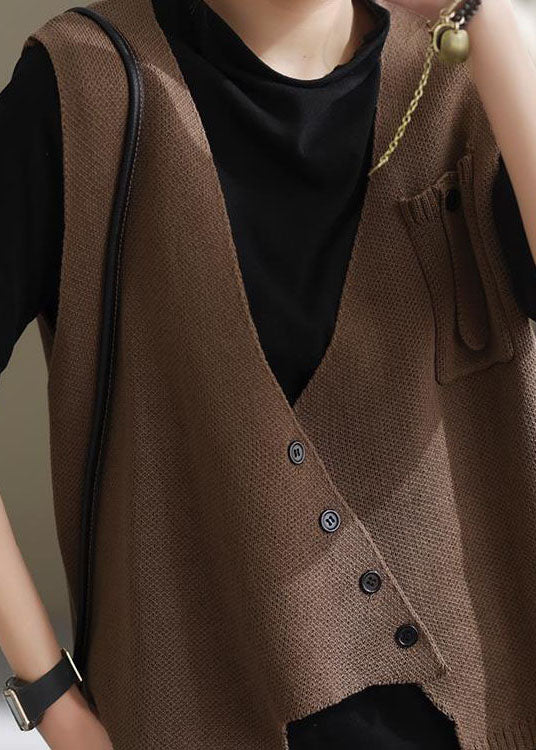 Elegant Asymmetric Patchwork Knit Vest Sleeveless