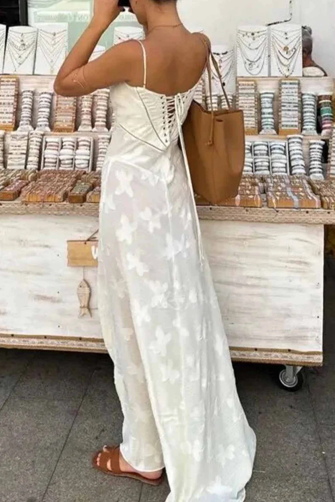 Women's Floral Jacquard Tassel Long Dress Summer