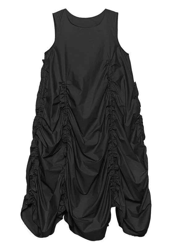 Loose Cotton High Neck Sleeveless Extra Long Dress