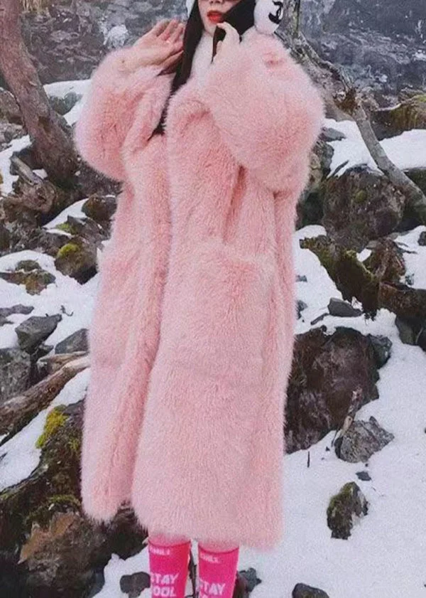 Women's Pocket Patchwork Plush Fur Coat