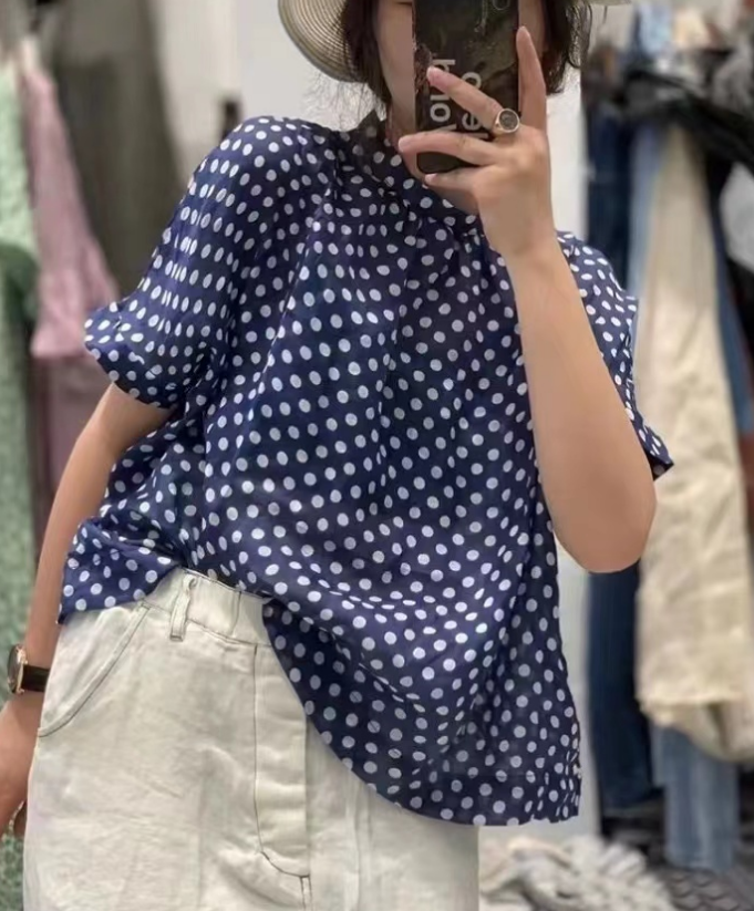 Women's Blue Dot Short Sleeve Shirt