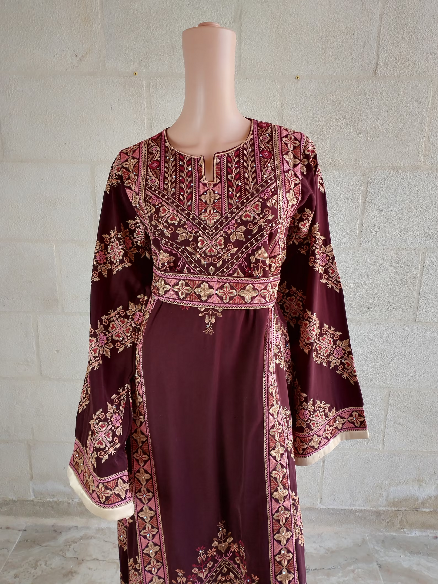 Plus Size Brown Embroidered Connection Dress