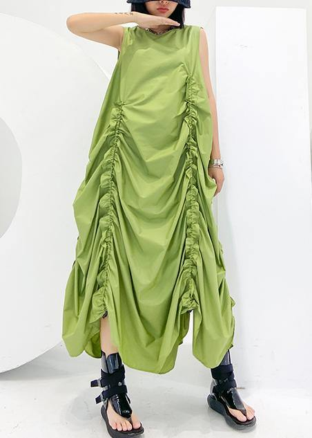 Loose Cotton High Neck Sleeveless Extra Long Dress