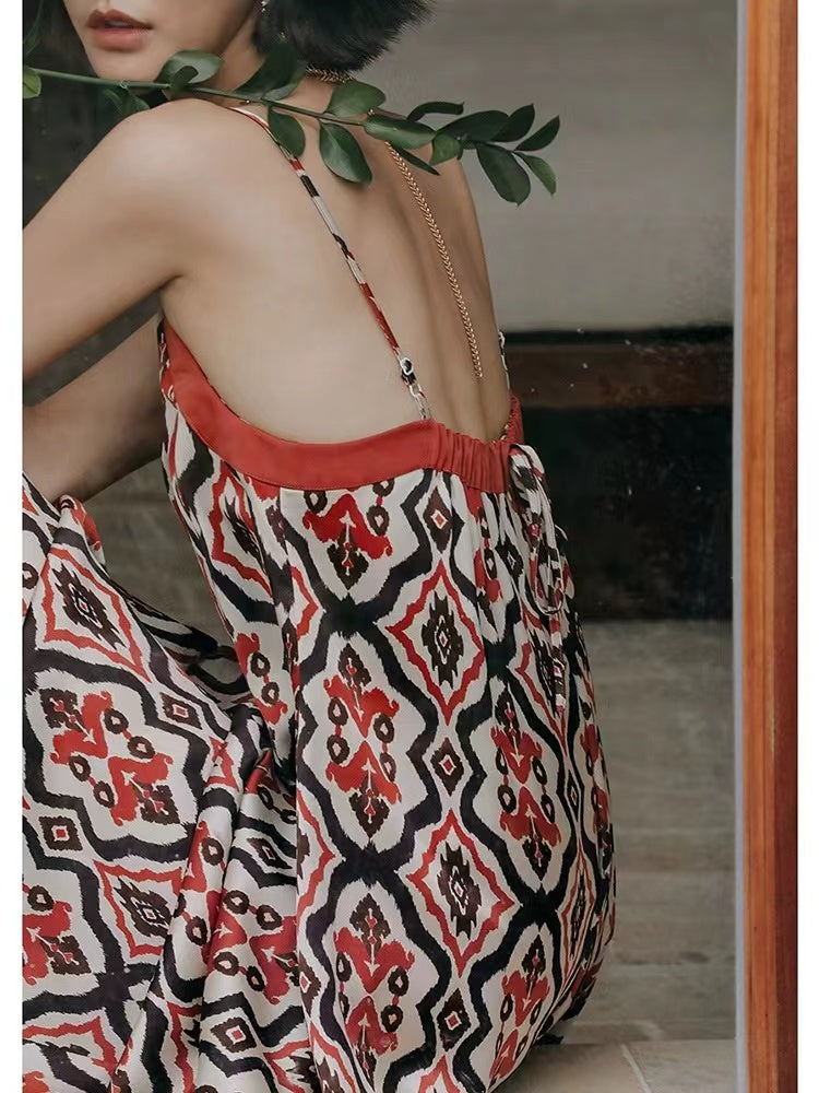 Bohemian Printed Beach Halter Dress