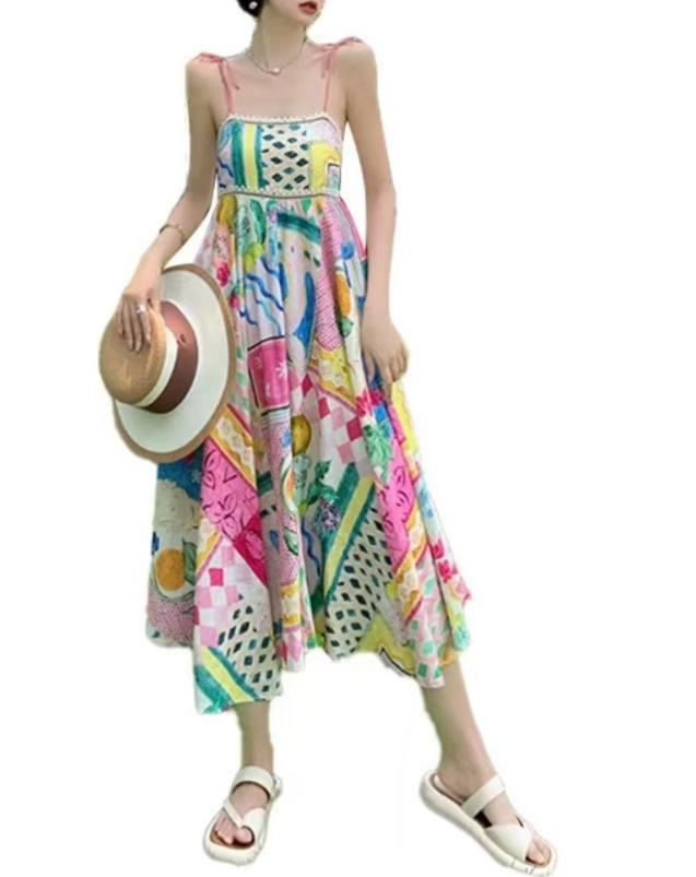Elegant Graffiti Beach Halter Dress