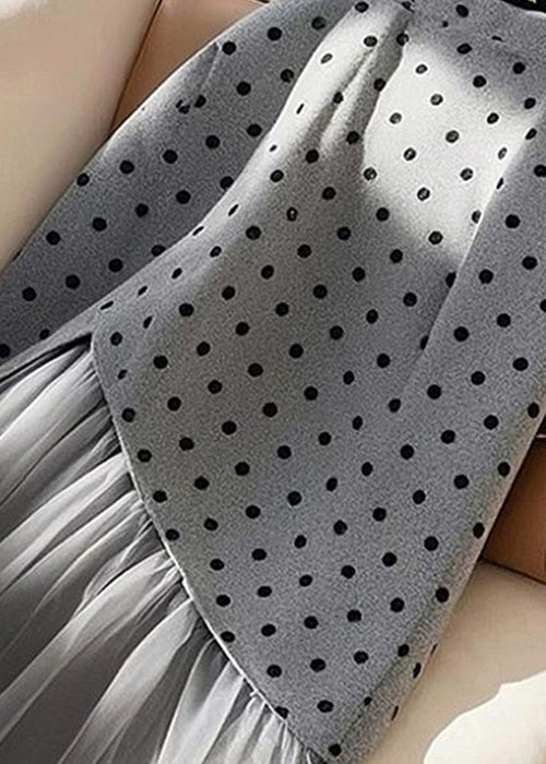 Ladies Dot High Waist Tulle Patchwork Half-body Skirt Spring