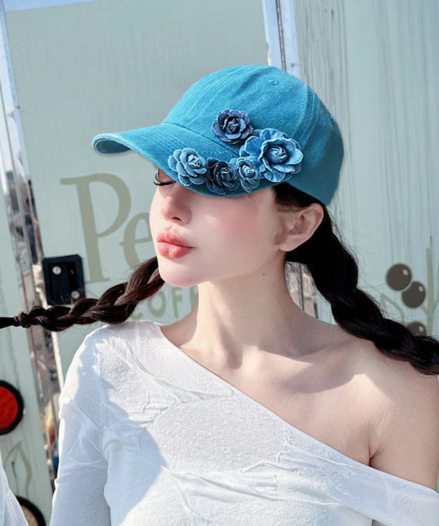 Women's Blue Floral Embellished Cowboy Baseball Cap