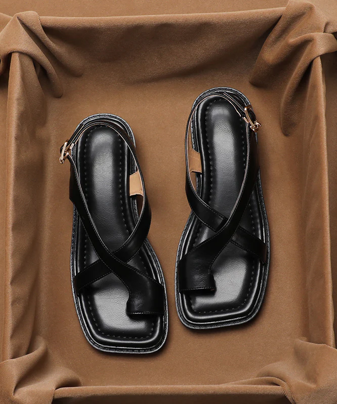 Women's Beach Flip Flops Thick Bottom Faux Leather Soft Patchwork Sandals