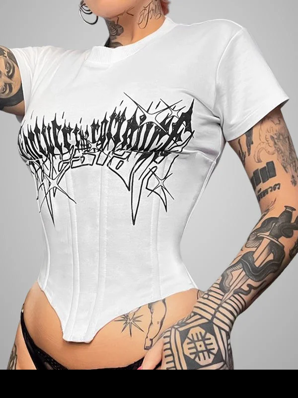 Women's Punk Style Monogrammed Lace-Up Corset