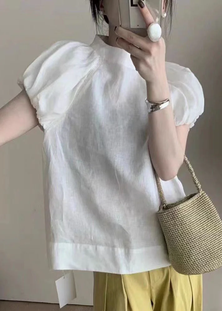 Women's Mabry Blue Bubble Sleeve Cotton T-Shirt Top