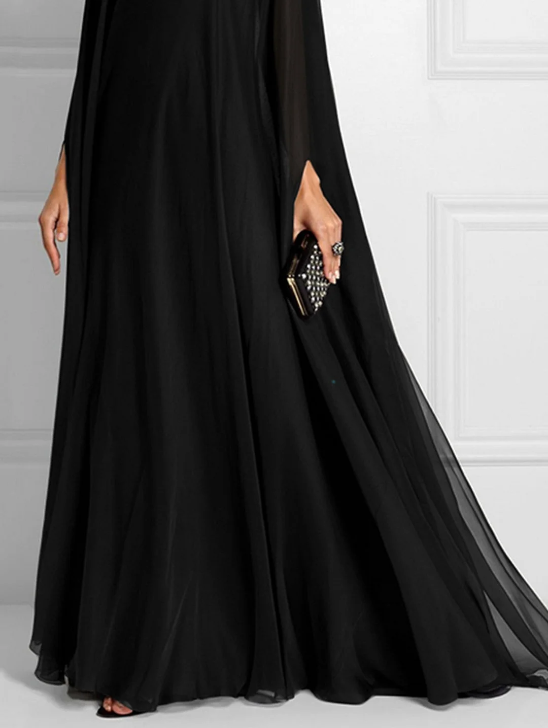 Women's Batwing Sleeve Floor Length Flutter Dress Spring