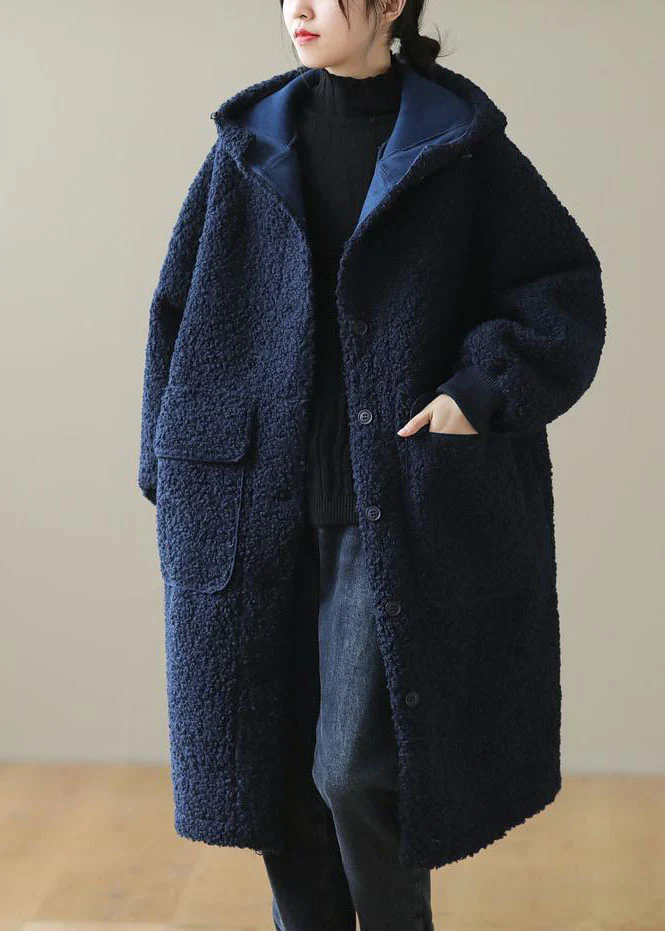 Women's Plus Size Hooded Button Winter Coat