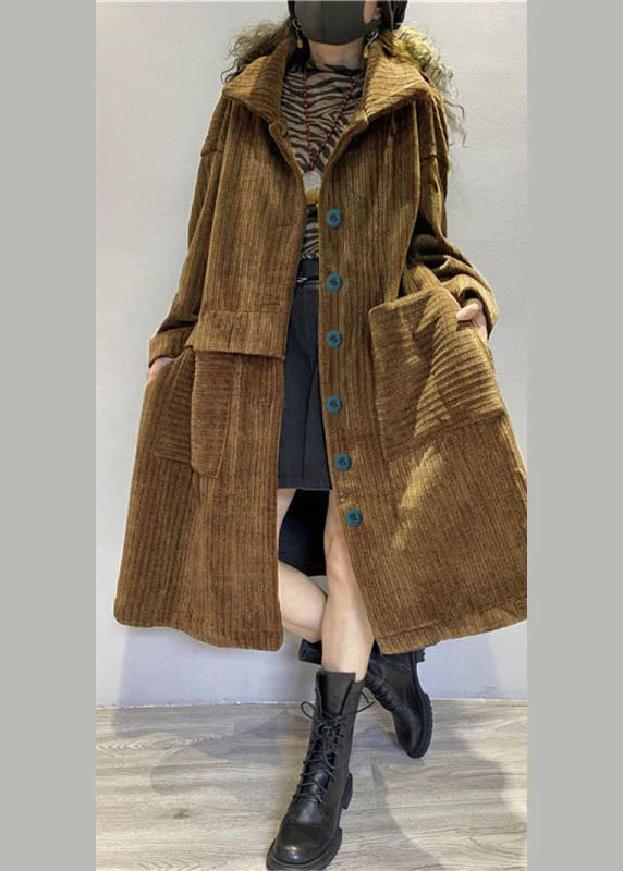 Women's Loose Pocket Button Corduroy Long Sleeve Jacket