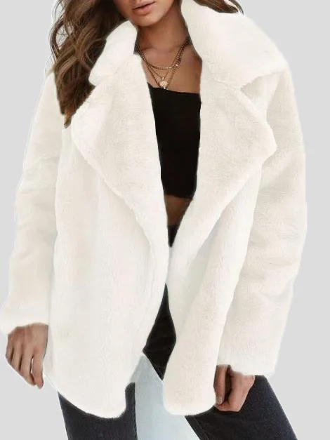 Women's Large Size Large Lapel Cozy Tweed Coat