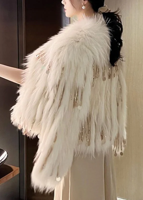 Sequin fringed mink coat